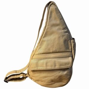 AmeriBag 19" Full Grain Leather Tan Healthy Back Bag Sling Backpack Vintage USA